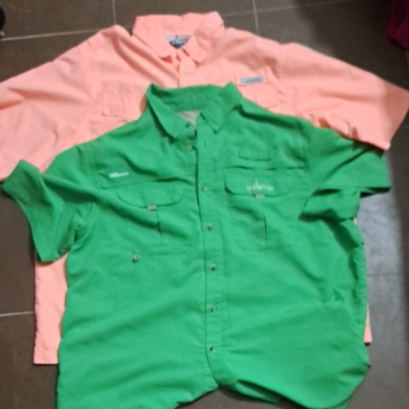 Habit Other - Habit Set Of 2 ..Men's Green and Peach Casual Button Down Shirts